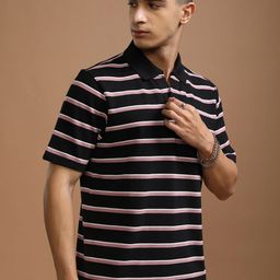 HIGHLANDER Men Striped Polo Collar Relaxed Fit T-shirt-picture-30