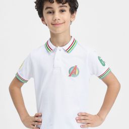 BONKIDS Boys Typography Printed Polo Collar Cotton T-shirt-picture-35