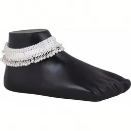 AamNa Enterprises Silver Plated Stone Studded & Beaded Anklets image 3