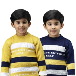 Anixa Boys Pack of 2 Striped Crew Neck Sweaters-image-48