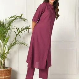 aayusika Women Striped Cotton A-Line Kurta with Palazzos image 3