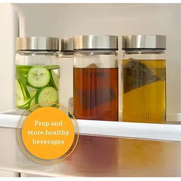 CROCO JAR Transparent Set of 6 Glass Solid Water Bottle image 2