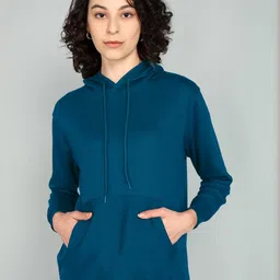 BEING WANTED Turquoise Blue Hooded Sweatshirt-image-79