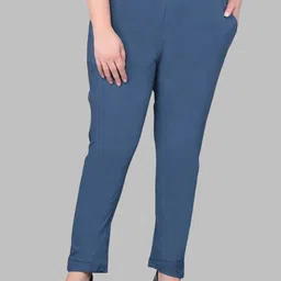 Comfort Lady Women High-Rise Elastic Waist Cotton Trousers-picture-36