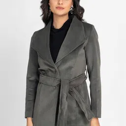 LURE URBAN Women Single-Breasted Notched Lapel Long Sleeves Overcoat Coats With Belt-picture-34