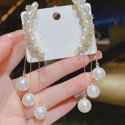 FIMBUL Korean Gold-Plated American Diamond Studded Contemporary Ear Cuff Earrings image 4