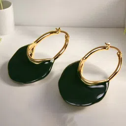 Bucciato Private Limited Stainless Steel Gold-Plated Contemporary Hoop Earrings-picture-36