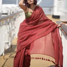 Ruuprekha Striped Zari Pure Cotton Fusion Khadi Saree-picture-35