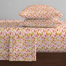 LIVSPACE Pure Nest Peach-Coloured Geometric Pure Cotton 144TC King Bedsheet Set-2.54mx2.2m image 2