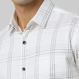 Mufti Men Spread Collar Checked Cotton Slim Fit Casual Shirt image 2