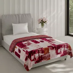 Monte Carlo Pink & Black Abstract Printed AC Room 350 GSM Single Bed Blanket image 4