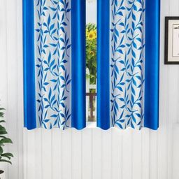 BELLA TRUE Blue & White 2 Pieces Floral Printed Window Curtains-picture-2