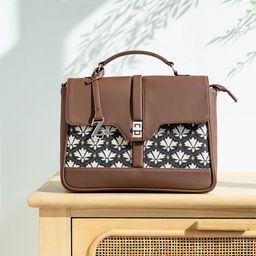 ZOUK Bidri Kaiser Nessa Floral Printed Structured Jute Satchel-picture-38