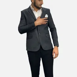 GARGIAN Master Cut Men Black Self Design Blazer-picture-14