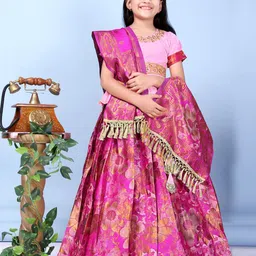 BAESD Girls Embroidered Sequinned Ready to Wear Lehenga & Blouse With Dupatta image 4