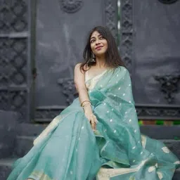 clotheva Woven Design Zari Linen Blend Handloom Saree image 3