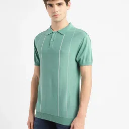 levi's Men's Striped Green Polo Collar Sweater image 4