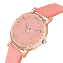 Gopal Shopcart Unisex Embellished Round Dial Analogue Watch C36RG ORG R2 Leather image 4