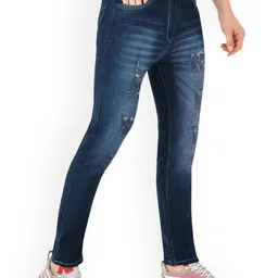 LINARIA Men Classic Slim Fit Mildly Distressed Light Fade Cotton Jeans-image-96