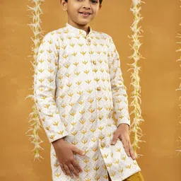 Jilmil Boys Floral Embroidered Regular Thread Work Kurta with Pyjamas image 3
