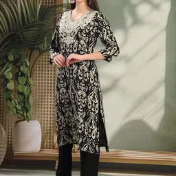 Nayam By Lakshita Women Abstract Printed Kurta with Palazzo image 5