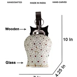 Devansh Brown & White Textured Traditional Wooden Wall Lamp image 2