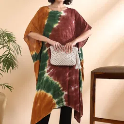 PinkTribe Women Abstract Dyed Shibori Daily Kaftan Kurta image 2