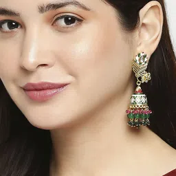 OOMPH Peacock Shaped Jhumkas Earrings image 4