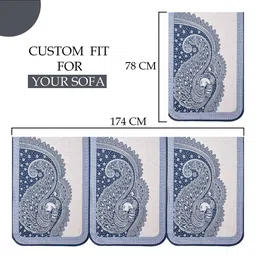 Kuber Industries Blue & White 16 Pcs Ethnic Printed Cotton 5 Seater Sofa Cover With Arms image 2