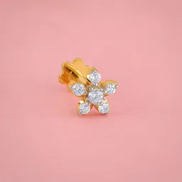 GIVA 14KT Gold Floral Charm Nose Stud With Lab-Grown Diamond-image-16