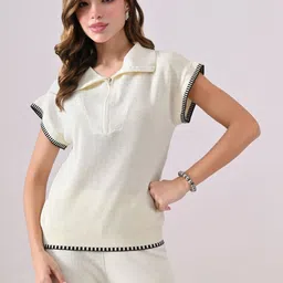 ANNY Solid Polo Collar Top & Trousers Co-Ords image 5