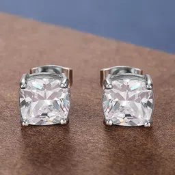 Peora Silver-Plated Cubic Zirconia Studded Square Shaped Studs With Red Rose Jewellery Box-picture-36