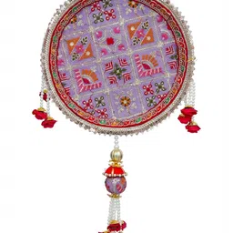 eCraftIndia Red & Purple 3 Pieces Stainless Steel Karwa Chauth Thali Set image 5