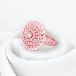 giva Sterling Silver Rose Gold Lavish Cocktail Ring Sterling Silver Zircon Rhodium Plated Ring-picture-28