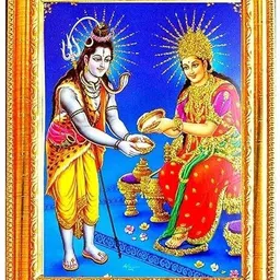 hsb infra Annapurna Ji with Shiv Ji Religious Wooden Photo Frame – Annapurna Mata Decor Digital Reprint 12 inch x 8 inch Painting-picture-26