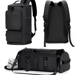 venzina 4.97 L Gym Duffel Bag - Waterproof 40L Gym Duffel Backpack with Shoe and Yoga Mat Compartments for - Black-picture-38