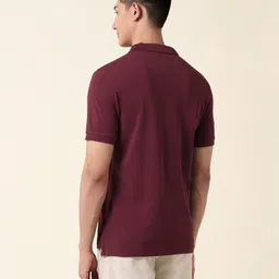 u.s. polo assn. Men Solid Polo Neck Pure Cotton Maroon T-Shirt image 5