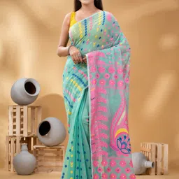 tantloom Woven Jamdani Handloom Cotton Blend Saree-picture-11
