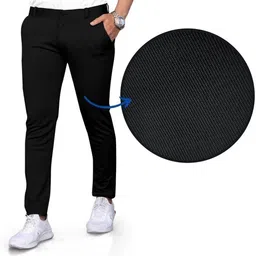 krishu ethnics Men Regular Fit Black Lycra Blend Trousers image 5