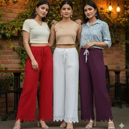 kamalshri Pack of 3 Women Regular Fit Multicolor Lycra Blend Trousers-picture-47