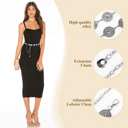 sannidhi Women Casual Silver Metal Belt image 3