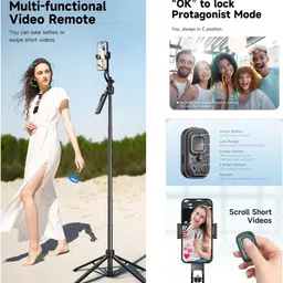 FKU C17 AI Gimbal Selfie Stick With Remote control 64inch for iPhone/Android Vlog Tripod image 4