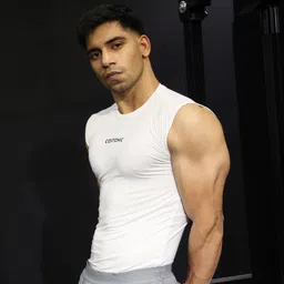 coitonic Solid Round Neck Sleeveless Compression Tank Breathable, Lightweight Gym Wear Men Vest image 3