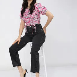 tokyo talkies Casual Regular Sleeves Printed Women Pink Top image 5