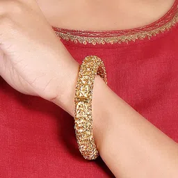 Adwitiya Collection Set Of 2 24CT Gold Plated Antique Bangles image 5