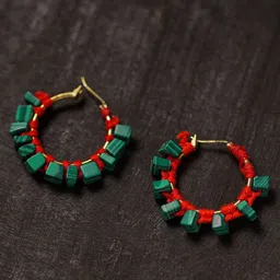 iTokri Thread And Stone Work Geometric Shaped Hoop Earrings-picture-30