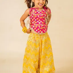 Jilmil Girls Floral Embroidered Shoulder Straps Kurta with Palazzos image 1
