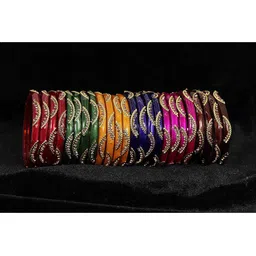 ZULKA Set Of 24 Zircon Studded Glass Kada Bangles image 5