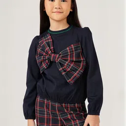 One Friday Girls Navy Blue Floral Print Round Neck Full Sleeve Top-picture-13