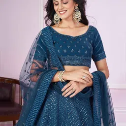 Zeel Clothing Embroidered Sequinned Semi-Stitched Lehenga & Unstitched Blouse With Dupatta image 2